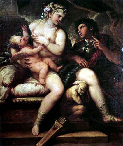 Luca  Giordano Venus Cupid and Mars oil painting picture